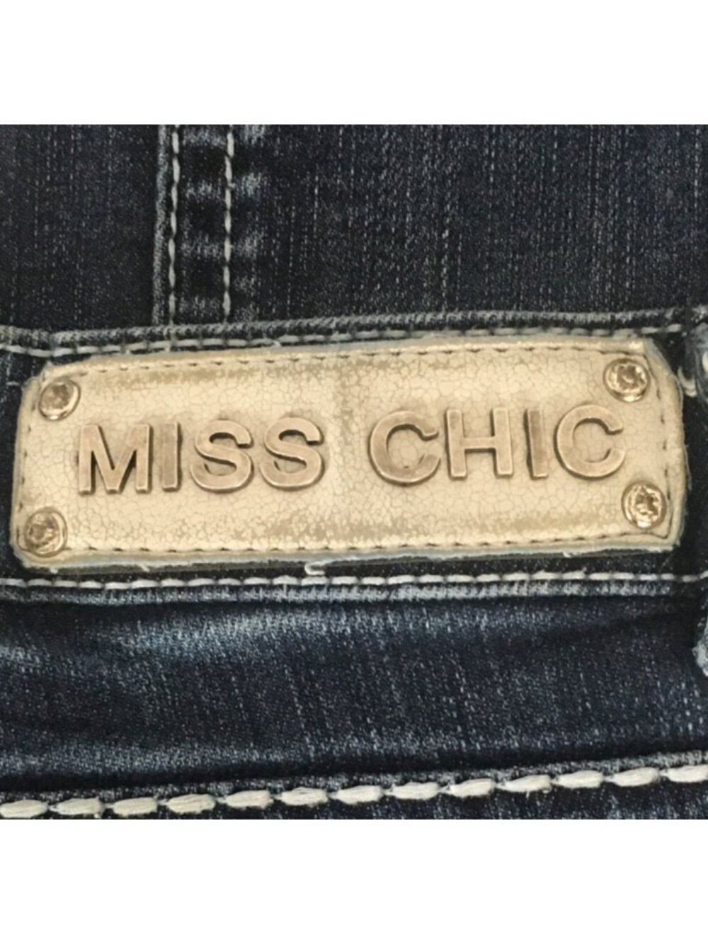 Miss Chic Jeans Size 13 Blue Embellished Mid rise Bootcut Cross Pockets - Picture 8 of 15
